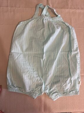 Boho Mint Green & White Stripes Sleeveless Baby Romper
